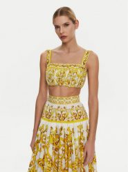 Dolce&Gabbana Top F755PT HH5EA Żółty Regular Fit. Żółte topy Dolce&Gabbana, bez wzorów, z bawełny, bez kołnierzyka, bez ramiączek. Za 1,939.00 zł.
