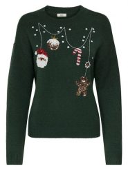 JDY Sweter "Santa" w kolorze zielonym rozmiar: XXL. Zielone swetry JDY, xxl, z aplikacjami, bez ramiączek. Za 83.81 zł.