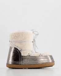 ŚNIEGOWCE DAMSKIE OB-011 CREAM. Botki Venezia, bez wzorów, z syntetyku, bez obcasa, bez zapięcia. Za 259.00 zł.