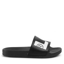 Klapki Levi's®. Czarne klapki bez wzorów, bez obcasa, bez zapięcia. Za 99.99 zł.