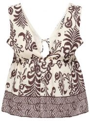 ONLY Top w kolorze brązowo-kremowym rozmiar: S. Brązowe topy ONLY, s, bez wzorów, z wiskozy, bez kołnierzyka, bez ramiączek. Za 60.88 zł.