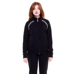 Bluza z bawełna z pełny zamek błyskawiczny na co dzień. Czarne bluzy LEONE 1947 APPAREL, xl, bez wzorów, z bawełny, bez kaptura, na fitness i siłownię. W wyprzedaży za 201.87 zł.