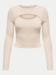 ONLY Sweter Meddi 15339582 Beżowy Cropped Fit. Brązowe swetry ONLY, xl, bez wzorów, z wiskozy, bez ramiączek. Za 89.99 zł.