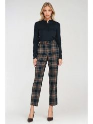 Nife Spodnie w kolorze czarno-biało-pomarańczowym rozmiar: 36. Białe spodnie materiałowe Nife, bez wzorów, z materiału, z podwyższonym stanem. Za 180.91 zł.