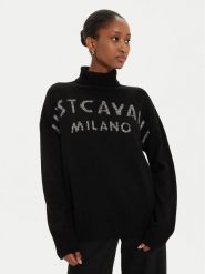 Just Cavalli Golf 77PAFM22 Czarny Regular Fit. Czarne swetry Just Cavalli, xs, bez wzorów, z syntetyku, bez ramiączek. Za 559.99 zł.