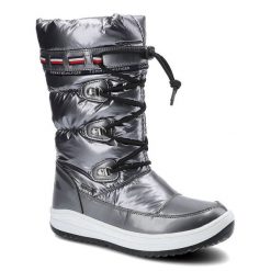 Srebrne Śniegowce Tommy Hilfiger Damskie Buty. Szare botki Tommy Hilfiger, bez wzorów, młodzieżowe, bez obcasa, bez zapięcia. Za 349.00 zł.