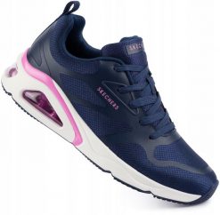 Damskie buty sportowe do biegania Skechers Tres Air Uno. Niebieskie buty do biegania Skechers, z aplikacjami, z materiału, bez zapięcia, do biegania. Za 279.00 zł.