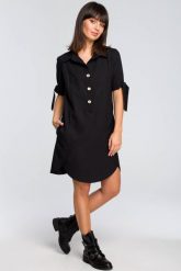 Tunika koszulowa z kołnierzykiem czarna lniana. Czarne sukienki Sukienki.shop, do pracy, m, bez wzorów, z jeansu, biznesowe, bez kołnierzyka, bez ramiączek, mini, koszulowe. Za 229.00 zł.