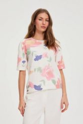 Sweter w kwiaty biały. Białe swetry MOODO, l, bez wzorów, z poliamidu, bez ramiączek. Za 139.99 zł.