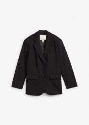 Żakiet oversize z lekkimi poduszkami w ramionach. Czarne marynarki i żakiety bonprix, bez wzorów, bez ramiączek. Za 229.99 zł.