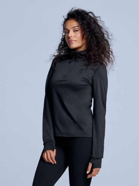 Bluza narciarska - Damskie - Arctic 2.0 - Czarny. Czarne bluzy POEDERBAAS, na zimę, l, bez wzorów, z elastanu, bez ramiączek, bez kaptura. Za 177.72 zł.