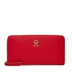 Duży Portfel Damski Tommy Hilfiger. Czerwone portfele Tommy Hilfiger, bez wzorów. Za 239.99 zł.