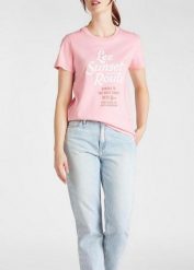 LEE GRAPHIC TEE DAMSKI T-SHIRT KOSZULKA NADRUK REGULAT FIT LA PINK L41AEPNL 112108857. Różowe t-shirty Lee, l, bez wzorów, bez kołnierzyka, bez ramiączek. Za 69.99 zł.