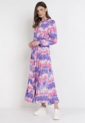 Fioletowa Sukienka Nephohsa. Fioletowe sukienki Born2be, l, bez wzorów, z materiału, eleganckie, bez kołnierzyka, bez ramiączek, maxi, koszulowe. Za 159.99 zł.