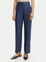 Weekend Max Mara Spodnie materiałowe Malizia 2615131112 Granatowy Regular Fit. Niebieskie spodnie materiałowe Weekend Max Mara, bez wzorów, ze lnu. Za 1,049.00 zł.