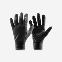 Rękawice piłkarskie Kipsta Keepdry Warm. Czarne bielizna termoaktywna damska KIPSTA, bez wzorów, z materiału, bez ramiączek, na fitness i siłownię. Za 49.99 zł.