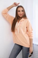 Bluza bawełniana z kapturem brzoskwiniowa. Pomarańczowe bluzy Kesi Włoski, l, bez wzorów, z bawełny, bez ramiączek, z kapturem. Za 313.67 zł.