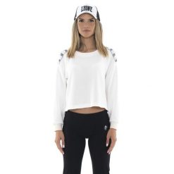 Bluza lekki z ściągacze na co dzień na siłownię. Białe bluzy LEONE 1947 APPAREL, bez wzorów, z bawełny, bez kaptura, na fitness i siłownię. W wyprzedaży za 136.83 zł.