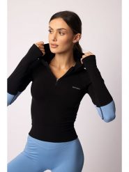 Spaio Bluza sportowa "Adapt" w kolorze czarno-błękitnym rozmiar: M. Czarne bluzy z kapturem Spaio, m, bez wzorów, z materiału, bez kaptura, outdoorowe. Za 208.99 zł.