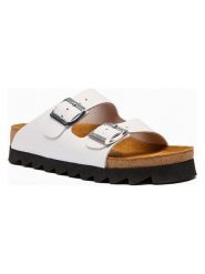 Comfortfusse Skórzane klapki "Troy" w kolorze białym rozmiar: 35. Białe klapki Comfortfüße, bez wzorów, z materiału, klasyczne, z otwartym noskiem, bez obcasa, bez zapięcia. Za 260.99 zł.