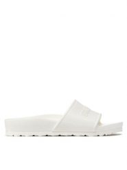 Birkenstock Klapki Barbados EVA 1015399 Biały. Białe klapki Birkenstock, bez wzorów, z tworzywa sztucznego, bez obcasa, bez zapięcia. Za 209.00 zł.