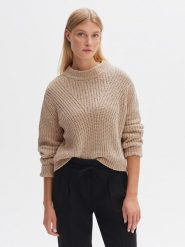 OPUS Sweter "Pektuno" w kolorze beżowym rozmiar: 40. Brązowe swetry Opus, bez wzorów, ze splotem, bez ramiączek. Za 145.26 zł.