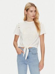 Guess Bluzka W5GI18 I3Z14 Écru Regular Fit. Bluzki Guess, s, z aplikacjami, z bawełny, bez kołnierzyka, bez ramiączek. Za 132.00 zł.