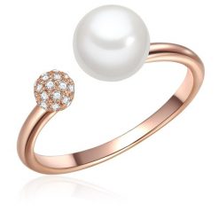 Valero Pearls Srebrny pierścionek srebro wysokiej próby Cyrkonia Perła hodowlana słodkowodna różowe złoto Pierścionki 1 ct Damski. Czerwone pierścionki Valero Pearls, z cyrkonią, pozłacane. Za 359.99 zł.