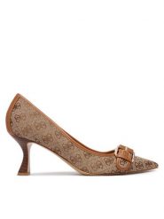 Guess Czółenka FLFAN2 FAL08 Beżowy ciemny. Brązowe czółenka Guess, z aplikacjami, z materiału, bez obcasa, bez zapięcia. Za 544.99 zł.