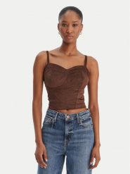 Guess Top W6RH03 WJ472 Brązowy Slim Fit. Brązowe topy Guess, xxl, z aplikacjami, z syntetyku, bez kołnierzyka, bez ramiączek. Za 299.99 zł.