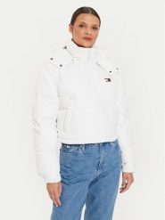 Tommy Jeans Kurtka puchowa Alaska DW0DW18609 Biały Cropped Fit. Białe kurtki Tommy Jeans, l, bez wzorów, z jeansu, bez kaptura. Za 549.99 zł.