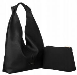 Worek czarny David Jones CM6602. Czarne torebki klasyczne David Jones, bez wzorów, ze skóry ekologicznej, bez dodatków. Za 169.99 zł.