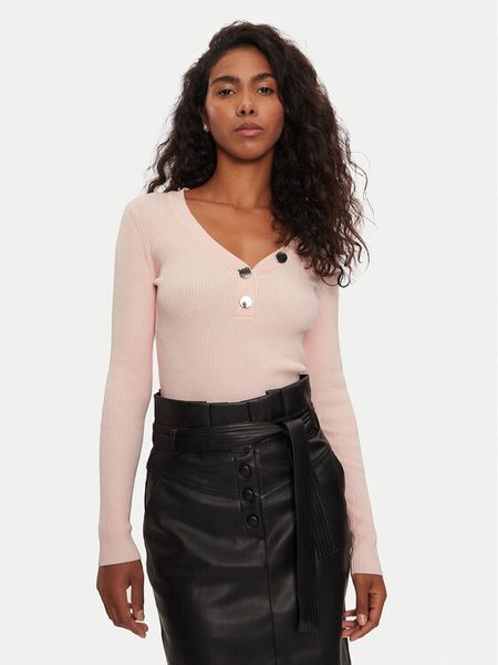 Morgan Sweter 201-MBANBI.N Różowy Slim Fit. Czerwone swetry Morgan, xl, bez wzorów, z wiskozy, bez ramiączek. Za 99.99 zł.