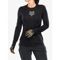 Bluza rowerowa damska Fox Ranger LS Jersey Fox Head. Czarne bluzy FOX, bez wzorów, z jersey, sportowe, bez ramiączek, bez kaptura. Za 239.79 zł.