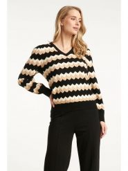 Smashed Lemon Sweter w kolorze czarno-beżowym rozmiar: S. Brązowe swetry Smashed Lemon, s, bez wzorów, bez ramiączek. Za 130.99 zł.