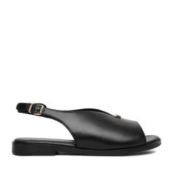 Sandały Lasocki. Czarne sandały Lasocki, bez wzorów, bez obcasa, na płaskiej podeszwie, bez zapięcia. Za 159.99 zł.