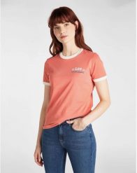 LEE RINGER TEE SLIM FIT DAMSKI T-SHIRT LOGO PAPRIKA L40PEPNI 112108665. T-shirty Lee, l, bez wzorów, bez kołnierzyka, bez ramiączek. Za 69.99 zł.