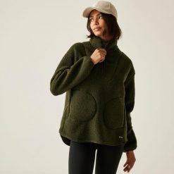 Polar damski z suwakiem 1/2 Frankie Borg. Zielone bluzy z polaru Regatta, bez wzorów, z polaru, trekkingowe. W wyprzedaży za 199.99 zł.