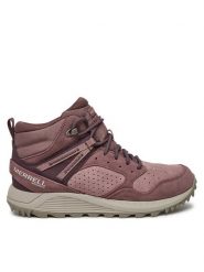 Merrell Trapery Wildwood Mid Ltr Wp J068104 Bordowy. Czerwone traperki Merrell, bez wzorów, ze skóry, bez obcasa, bez zapięcia. Za 569.99 zł.