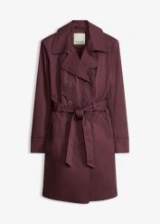 Dwurzędowy trencz. Zielone płaszcze bonprix, bez wzorów, eleganckie, bez kaptura. Za 239.99 zł.
