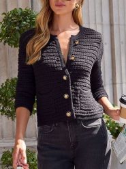Milan Kiss Kardigan w kolorze czarnym rozmiar: S. Czarne swetry Milan Kiss, s, bez wzorów, bez ramiączek. Za 152.99 zł.