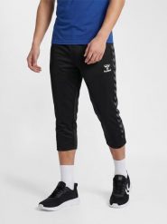 Spodenki sportowe do piłki noznej dla dorosłych Hummel Authentic 3/4 Pant. Czarne szorty sportowe Hummel, bez wzorów, z materiału, z standardowym stanem, na fitness i siłownię. Za 181.50 zł.