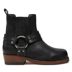 Botki Bronx. Czarne botki Bronx, bez wzorów, bez obcasa, na płaskiej podeszwie, bez zapięcia. Za 419.99 zł.