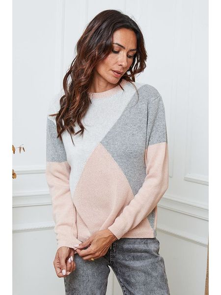 So Cachemire Sweter "Lanos" w kolorze jasnoróżowo-szaro-białym rozmiar: XL. Białe swetry So Cachemire, xl, bez wzorów, z kaszmiru, bez ramiączek. Za 209.82 zł.