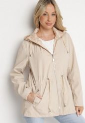 Jasnobeżowa Kurtka Parka Dwustronna ze Ściągaczem w Talii i Kapturem Tillisaya. Brązowe kurtki Born2be, na jesień, l, bez wzorów, z jeansu, eleganckie. W wyprzedaży za 135.99 zł.