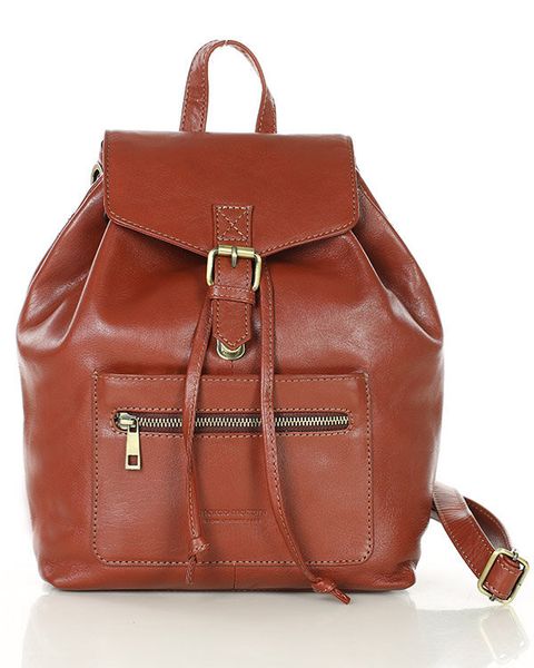 Plecak brązowy damski z kieszenią skóra naturalna - MARCO MAZZINI brąz whisky. Brązowe plecaki bez wzorów, ze skóry, bez dodatków. Za 369.00 zł.