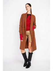 ASSUILI Kardigan w kolorze jasnobrązowym rozmiar: 34. Brązowe swetry Assuili, bez wzorów, ze splotem, klasyczne, bez ramiączek. Za 173.99 zł.