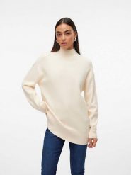 Vero Moda Sweter "Gold" w kolorze kremowym rozmiar: S. Brązowe swetry Vero Moda, s, bez wzorów, ze splotem, bez ramiączek. Za 105.88 zł.