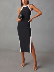 Milan Kiss Sukienka w kolorze biało-czarnym rozmiar: S. Białe sukienki Milan Kiss, s, bez wzorów, bez kołnierzyka, bez ramiączek, midi. Za 152.99 zł.