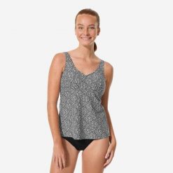 Góra stroju do gimnastyki w wodzie damska Nabaiji tankini Lily Leo. Czarne bikini NABAIJI, bez wzorów, sportowe. Za 89.99 zł.